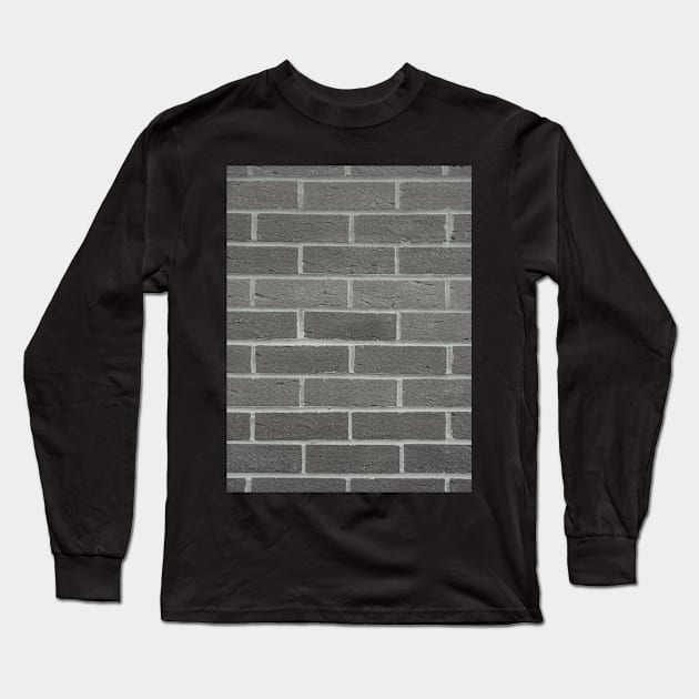 Brick Wall Black and White Photo Long Sleeve T-Shirt by Supertonic